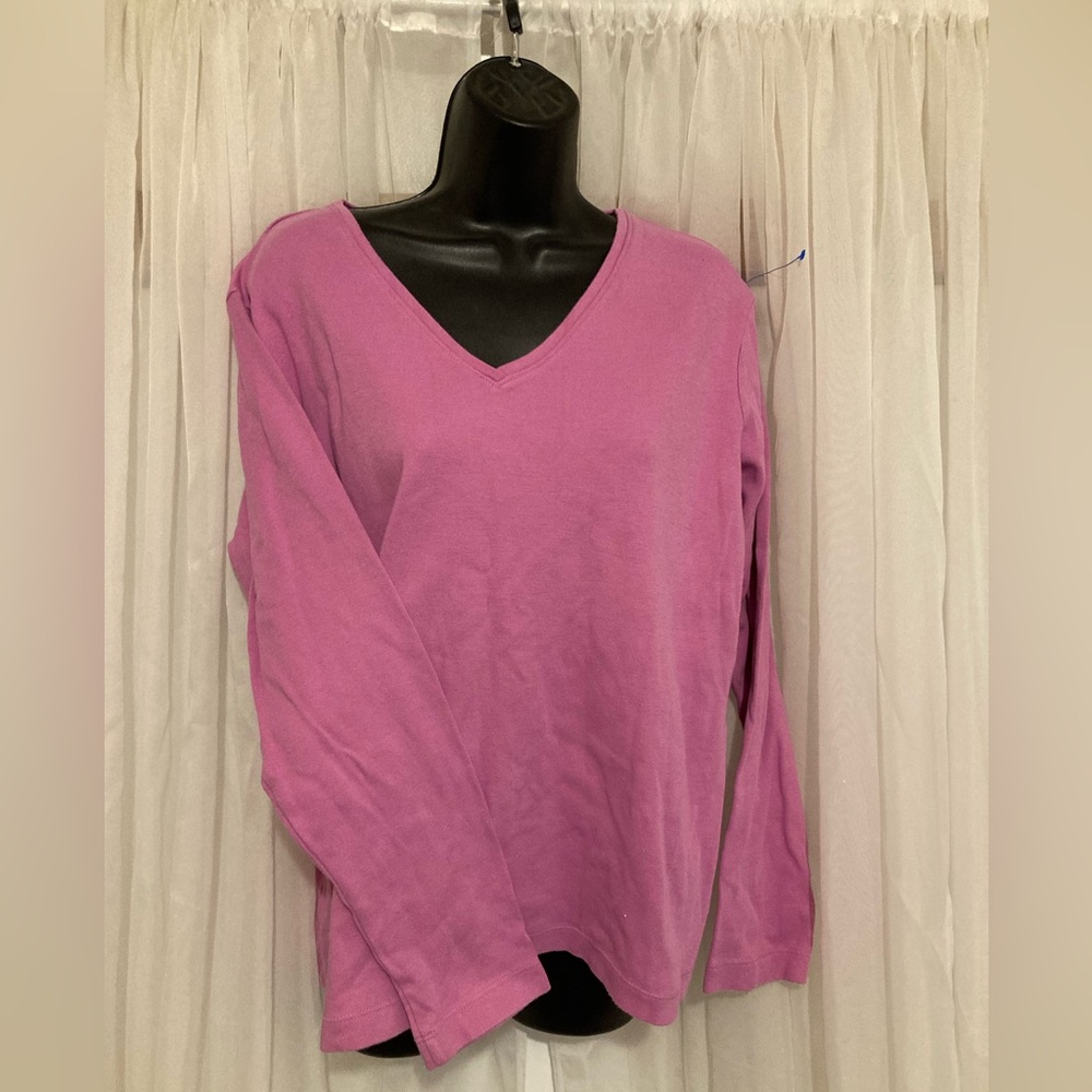 V-Neck Long Sleeve Top in Pink
